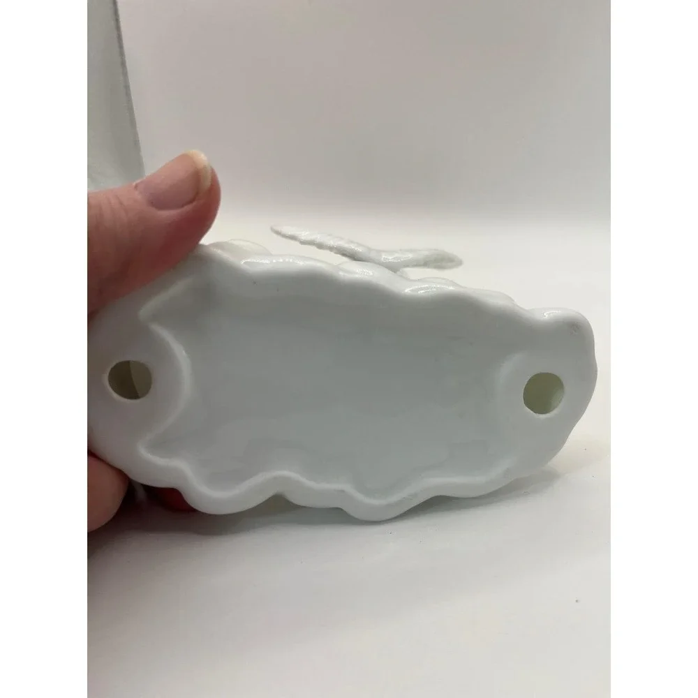 2 White Glazed Porcelain‎ Cherub Putti Cupid Taper Candle Holder Victorian